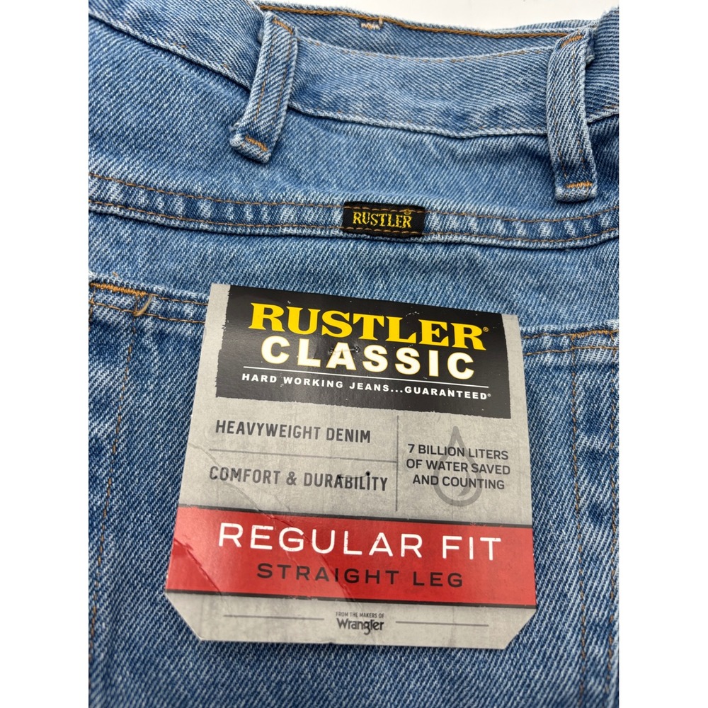 Rustler Classic Regular Fit Straight Leg Jeans Men's 40x30 Light Wash NWT - Picture 3 of 10